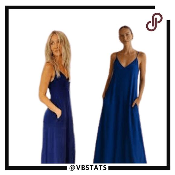 SKiVYS Femme Women's V Neck Stretch Sleeveless Goddess Gown Navy Blue Size Large - Picture 1 of 8